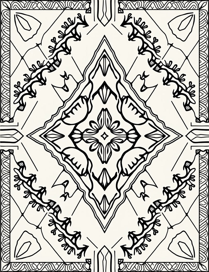 Monochromatic Organic Diamond Garden Rug