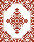 Burnt Orange Floral Medallion Frame Rug