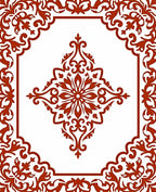 Burnt Orange Floral Medallion Frame Rug