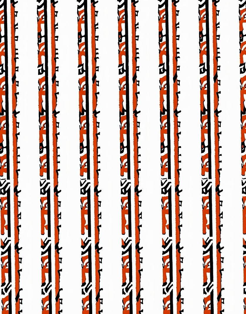 Bold Orange White Vertical Stripe Rug