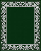 Elegant Emerald Green Floral Border Rug