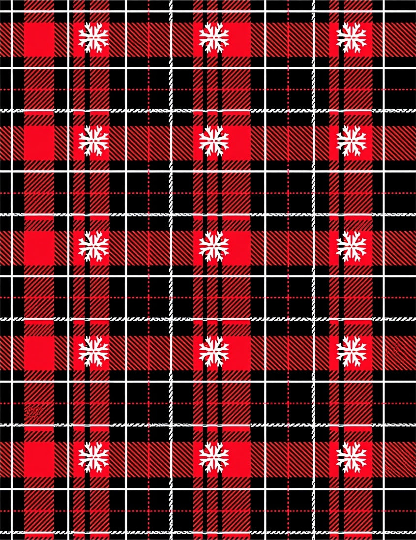 Red Black Plaid Snowflake Garland Rug