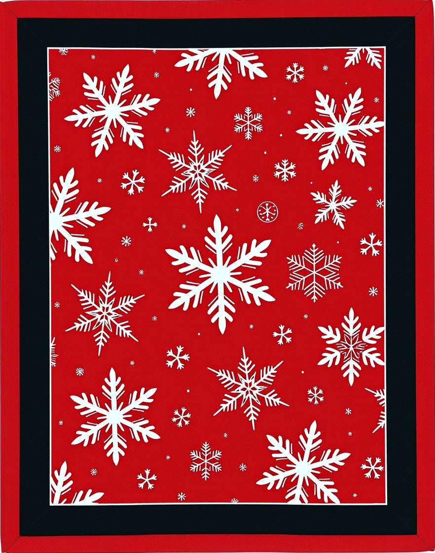 Vibrant Red White Snowflake Collage Rug