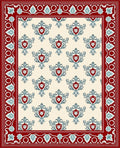 Crimson Ivory Floral Crest Rug