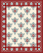 Crimson Ivory Floral Crest Rug