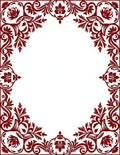 Deep Red Floral Vine Border Rug
