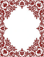 Deep Red Floral Vine Border Rug