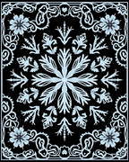 Light Blue Floral Scrollwork Mandala Rug