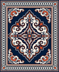 Deep Blue Ornamental Medallion Rug