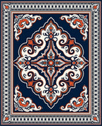 Deep Blue Ornamental Medallion Rug