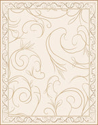 Cream and Gold Ornate Scroll Rug