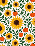 Golden Sunflowers Orange Pumpkins Bountiful Garden Rug