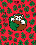 Whimsical Sloth Green Leaf Red Rug