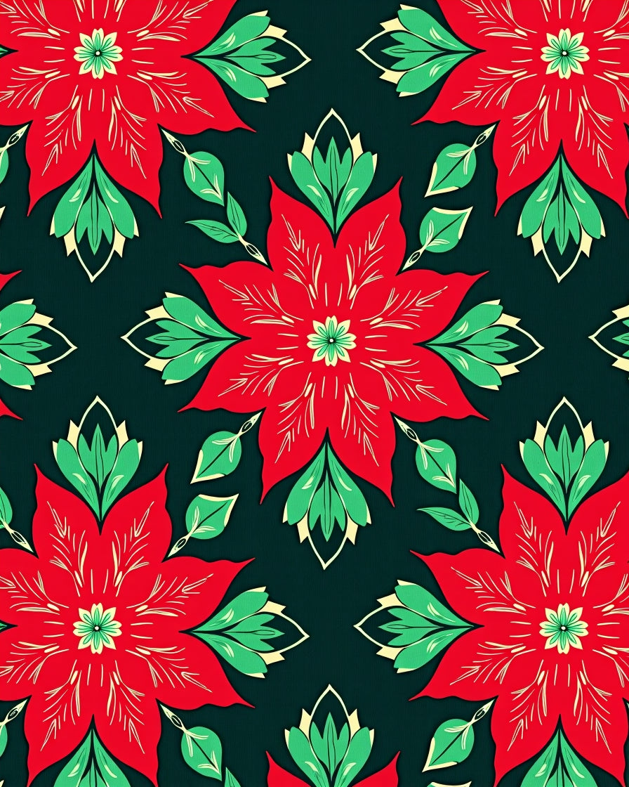Crimson Poinsettia Garden Floral Rug
