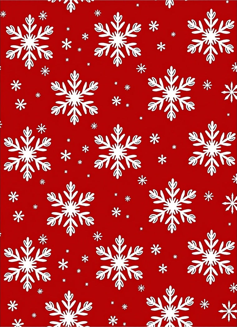 White Snowflakes on Red Field Rug