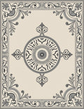 Antique Beige Black Medallion Border Rug