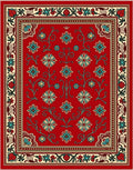 Crimson Floral Border Abundant Blooms Rug