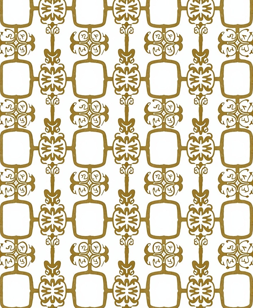 Ornate Golden Geometric Arch Medallion Rug