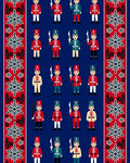 Red Blue Soldiers Ornate Border Rug