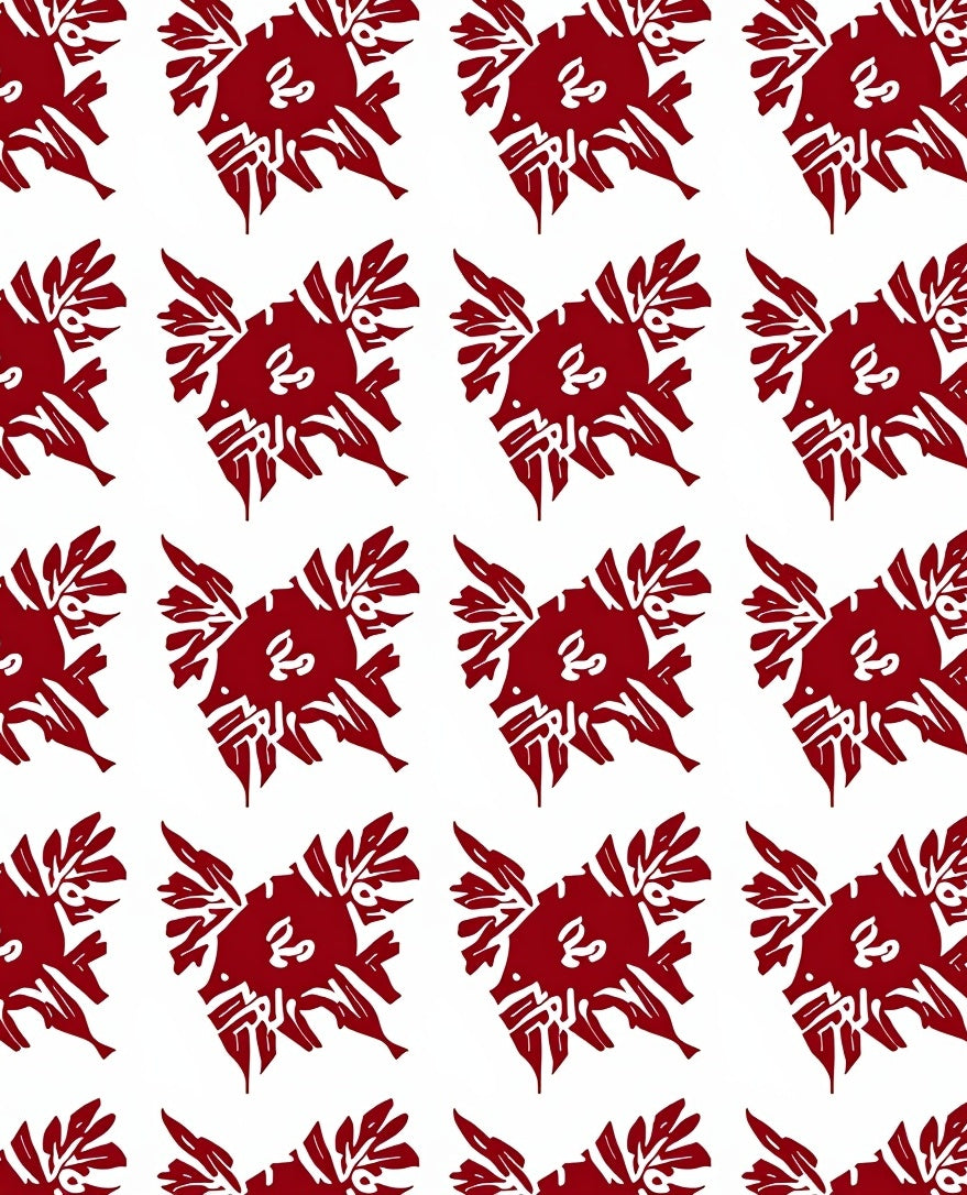 Crimson Medallion Leaf Scroll Rug