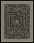 Black Cream Maze Line Art Rug