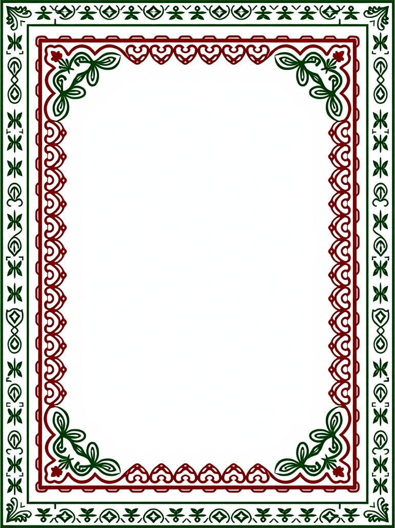 Crimson and Green Floral Border Rug