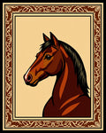 Rich Brown Horse Portrait Framed Art Rug