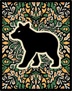 Black Bear Foliage Art Rug