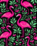 Bright Pink Flamingo Floral Garden Rug