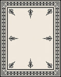 Cream Classic Black Border Medallion Rug