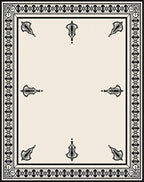 Cream Classic Black Border Medallion Rug