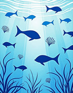 Deep Blue Ocean Marine Life Rug