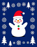 Festive Blue Snowman Snowflake Trees Rug