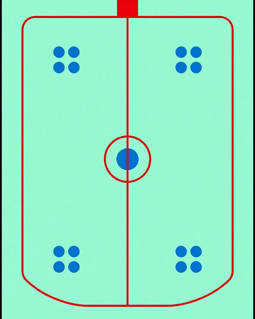 Aqua Hockey Court Blue Dots Rug