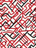 Bold Red Black Intertwined Lines Rug