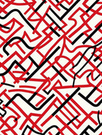 Bold Red Black Intertwined Lines Rug