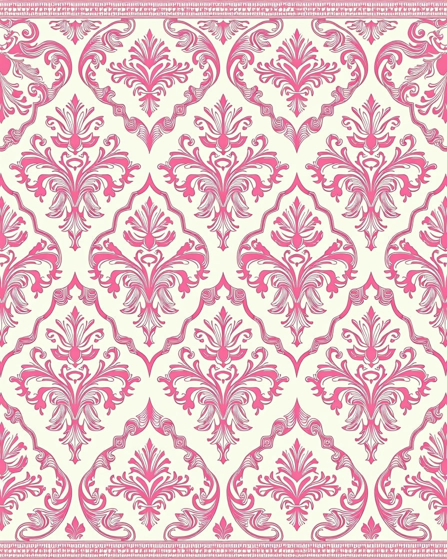 Classic Pink Baroque Floral Medallion Rug