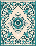 Teal Flourish Medallion Cream Harmony Rug