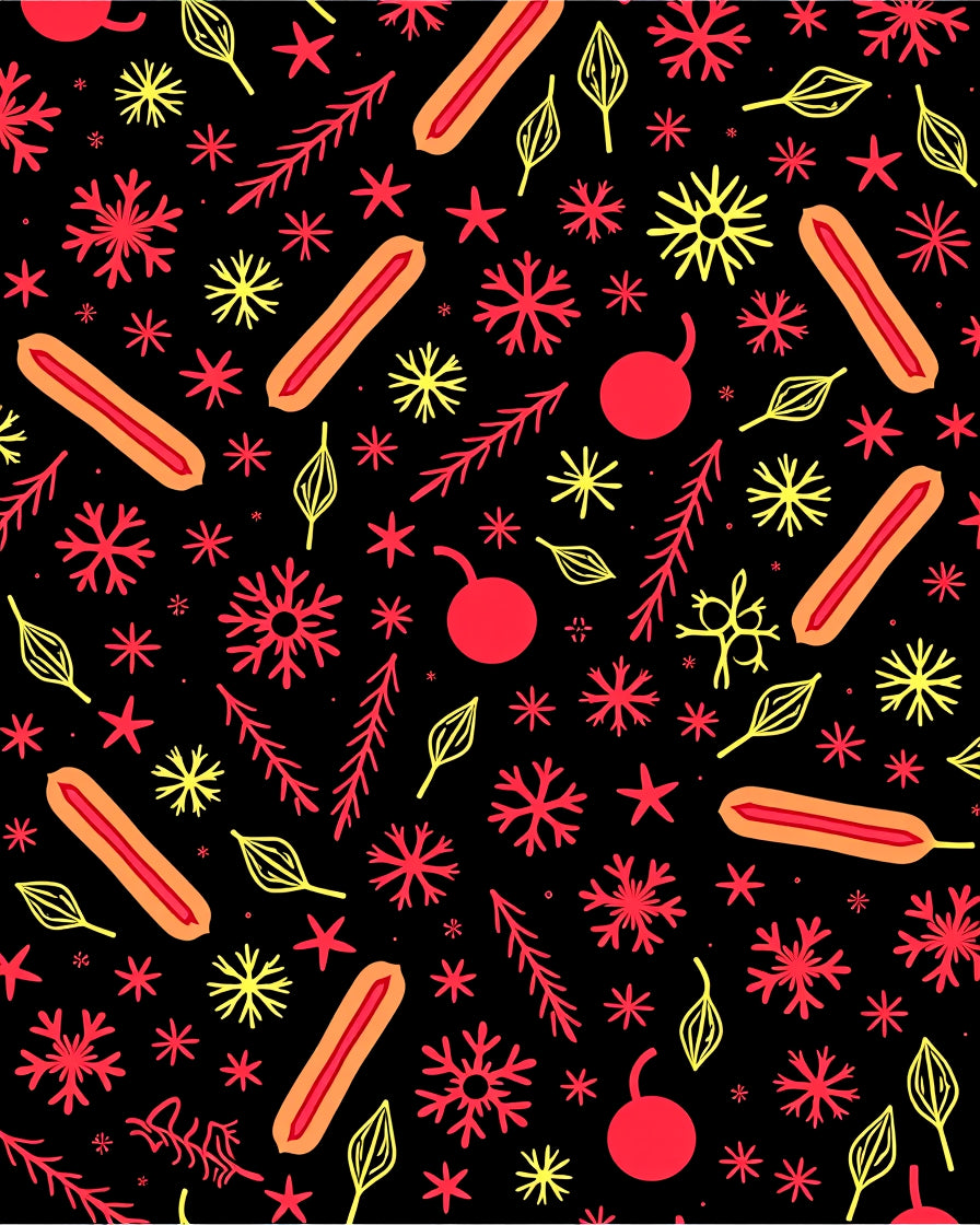 Retro Red Yellow Hot Dog Snowflakes Rug