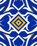 Bold Yellow Blue Geometric Diamond Rug