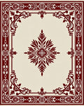 Deep Red Ornate Central Bloom Rug