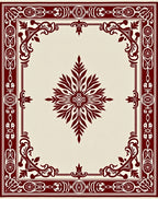 Deep Red Ornate Central Bloom Rug