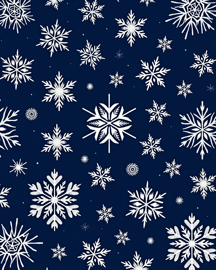 Navy Blue Snowflake Scatter Rug