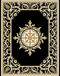 Golden Floral Black Medallion Frame Rug