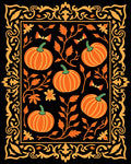 Orange Pumpkin Vine Bordered Rug