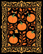 Orange Pumpkin Vine Bordered Rug