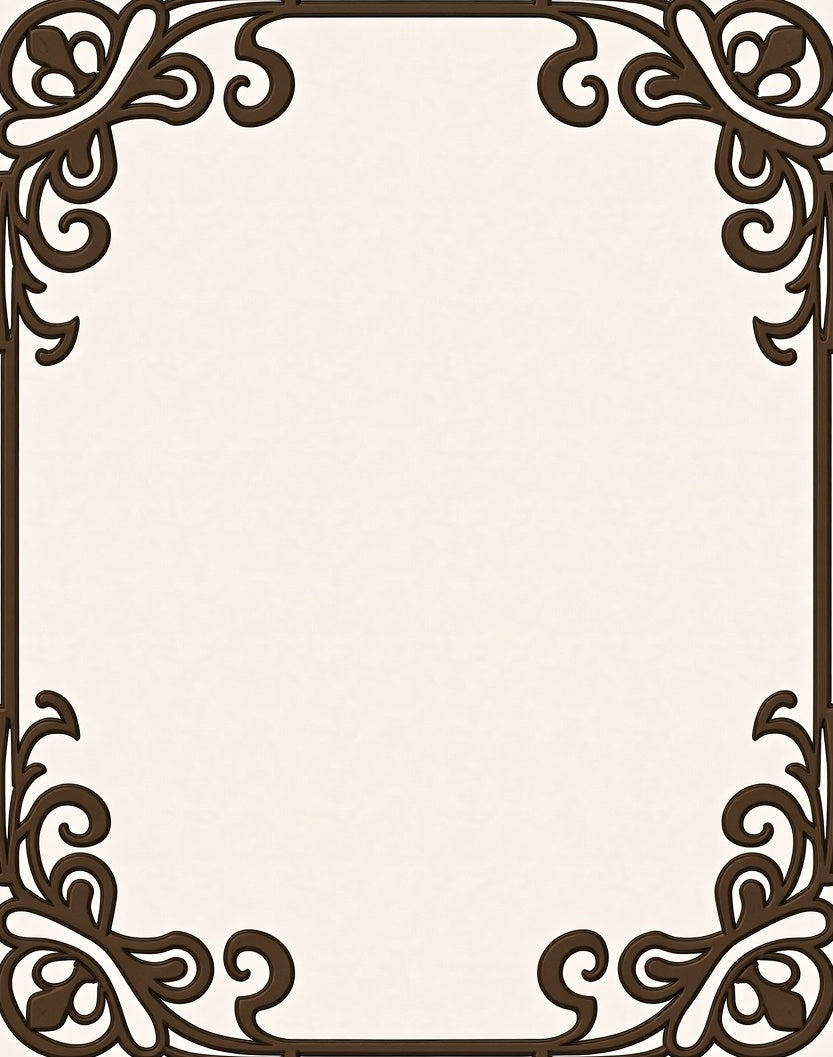 Rich Brown Vintage Scrollwork Frame Rug