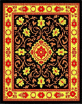 Vibrant Yellow Red Floral Medallion Garden Rug