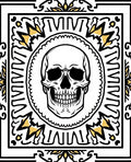 Bold Black Gold Skull Medallion Rug