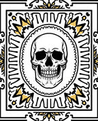Bold Black Gold Skull Medallion Rug